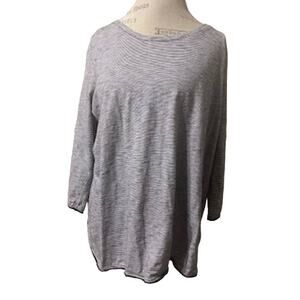 Talbots Woman Black and White Striped Tunic with Crochet Trim Plus Size 1X